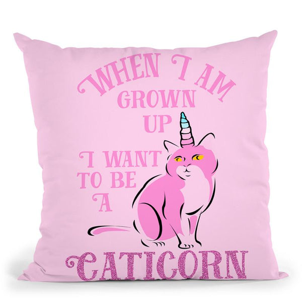 Caticorn Rosa Throw Pillow By Andrea Haase