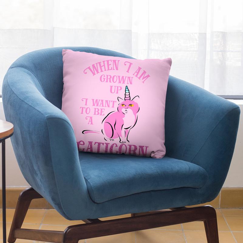 Caticorn Rosa Throw Pillow By Andrea Haase