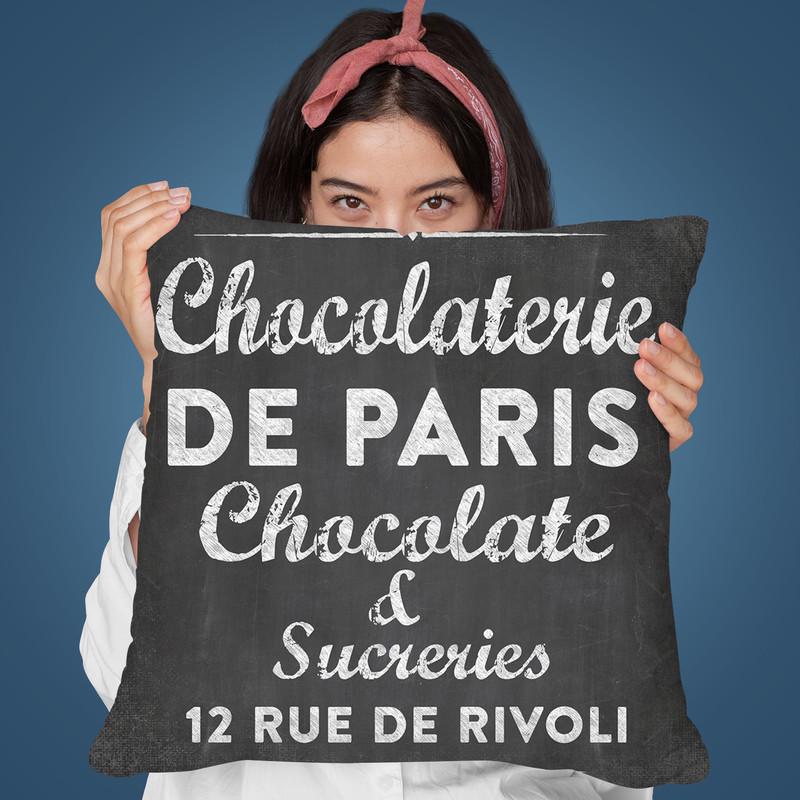 Chalkboard Chocolaterie Square Throw Pillow By Andrea Haase