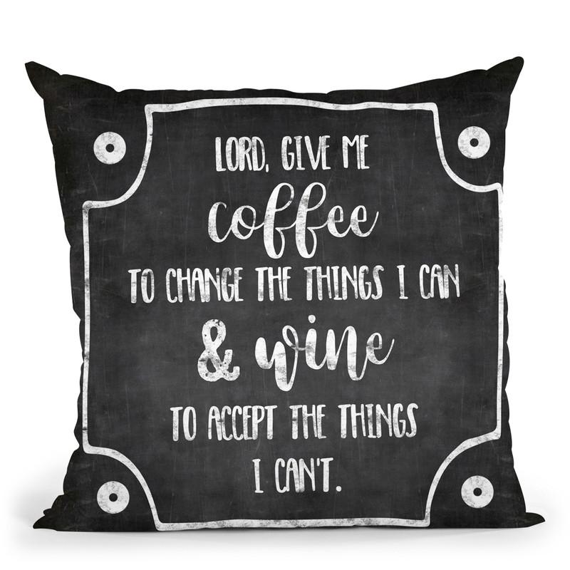 Coffe And Wine Chalk Throw Pillow By Andrea Haase