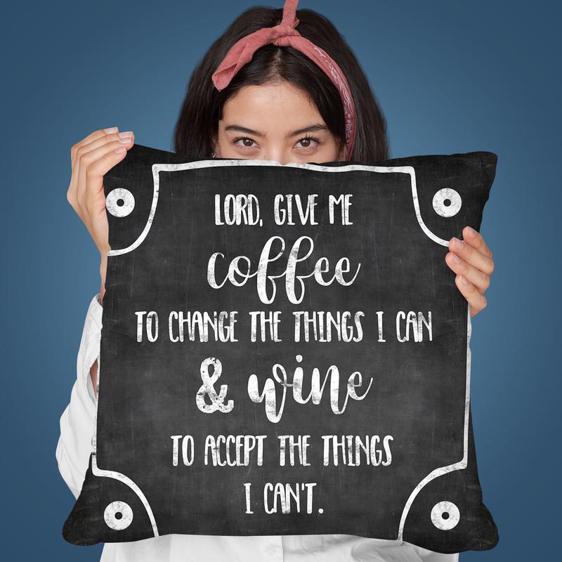 Coffe And Wine Chalk Throw Pillow By Andrea Haase
