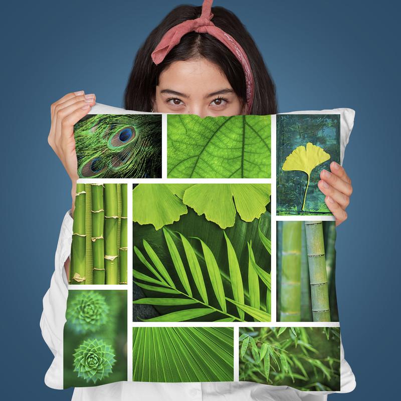 Collage Green Throw Pillow By Andrea Haase