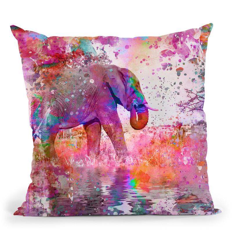 Color Bomb Elephant Throw Pillow By Andrea Haase