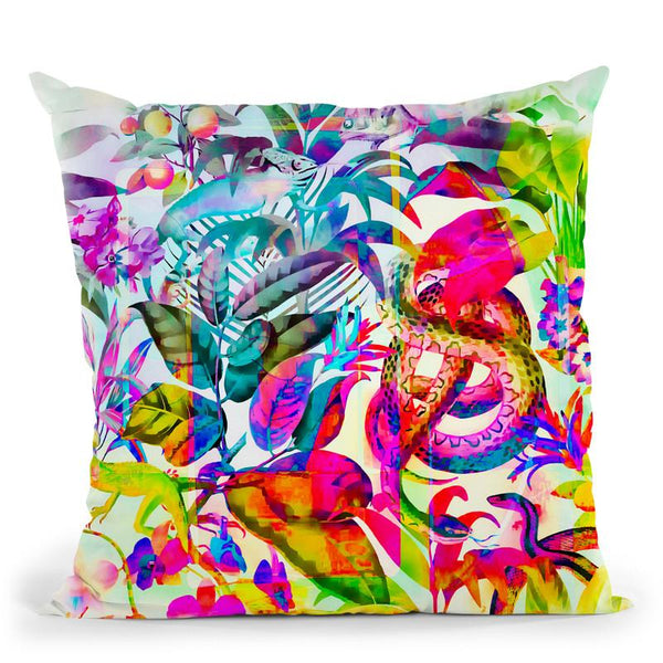 Colorful Jungle Art Throw Pillow By Andrea Haase