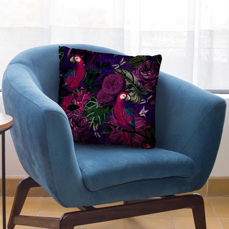 Dark Jungle Birds Throw Pillow By Andrea Haase