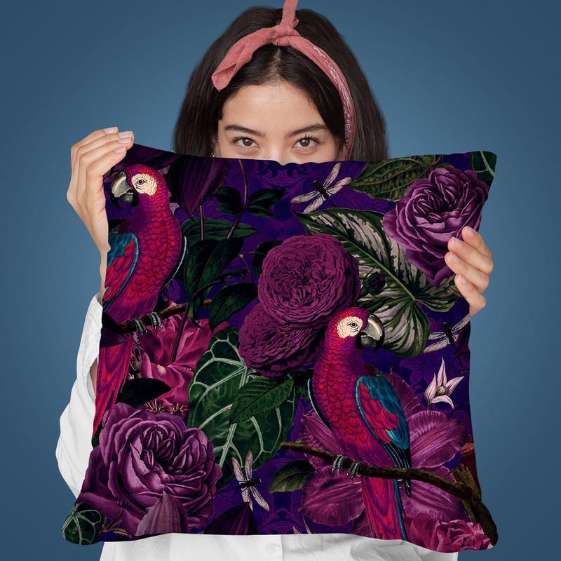 Dark Jungle Birds Throw Pillow By Andrea Haase