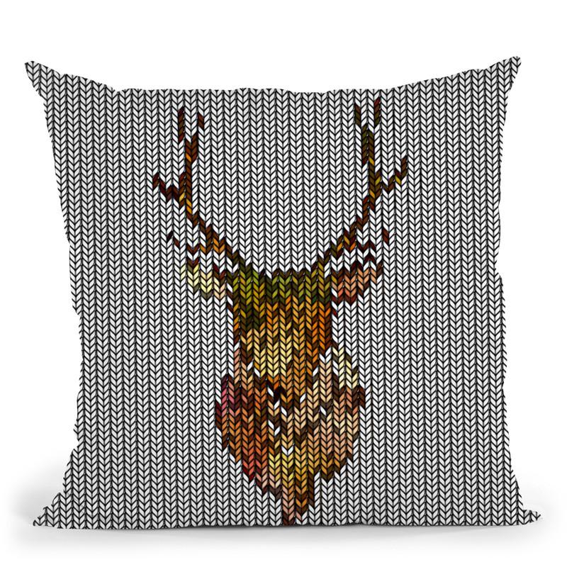 Deer Knit Throw Pillow By Andrea Haase