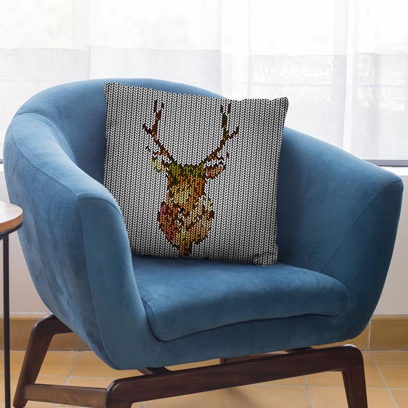 Deer Knit Throw Pillow By Andrea Haase