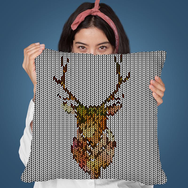 Deer Knit Throw Pillow By Andrea Haase