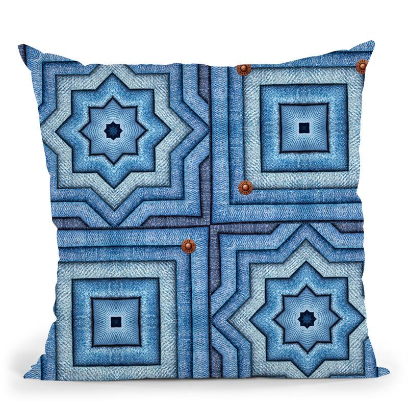 Denim Patchwork Throw Pillow By Andrea Haase