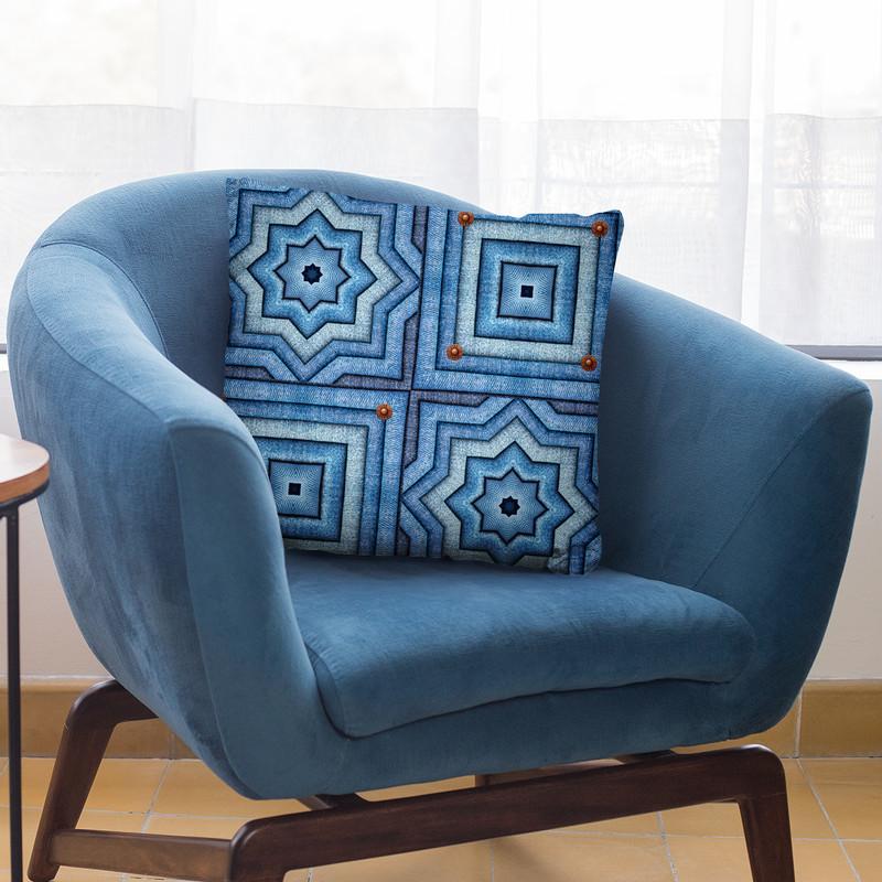 Denim Patchwork Throw Pillow By Andrea Haase