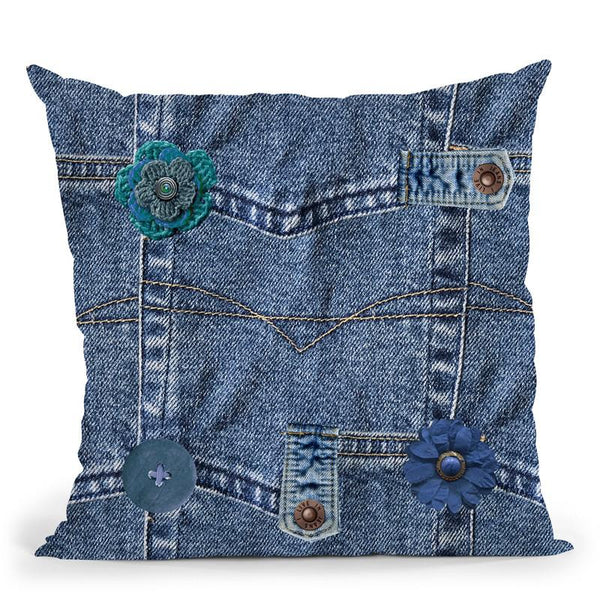 Denim Pocket Patchwork Throw Pillow By Andrea Haase
