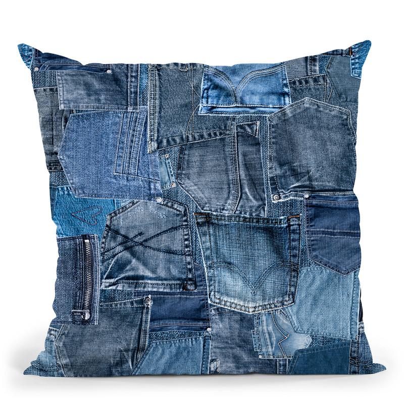 Denim Pockets Seamless Throw Pillow By Andrea Haase