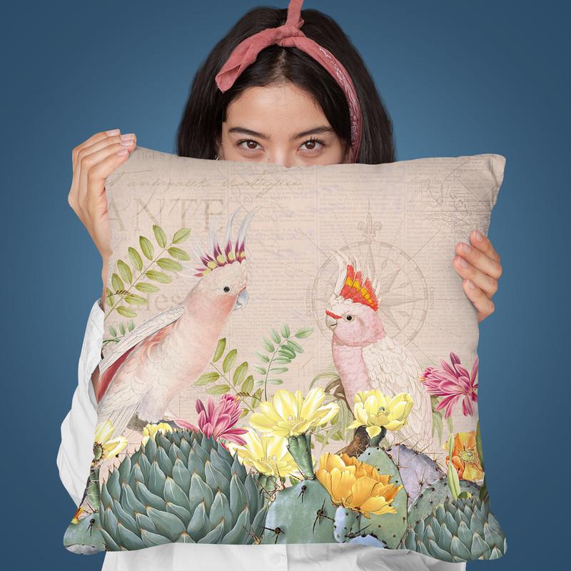 Desert Cockatoos Throw Pillow By Andrea Haase