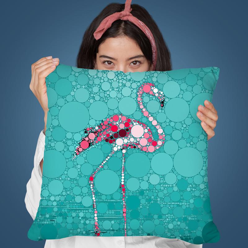 Dot Art Flamingo I Throw Pillow By Andrea Haase
