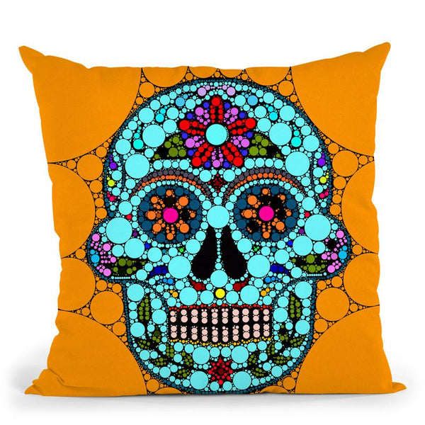 Dot Art Sugar Skull Throw Pillow By Andrea Haase