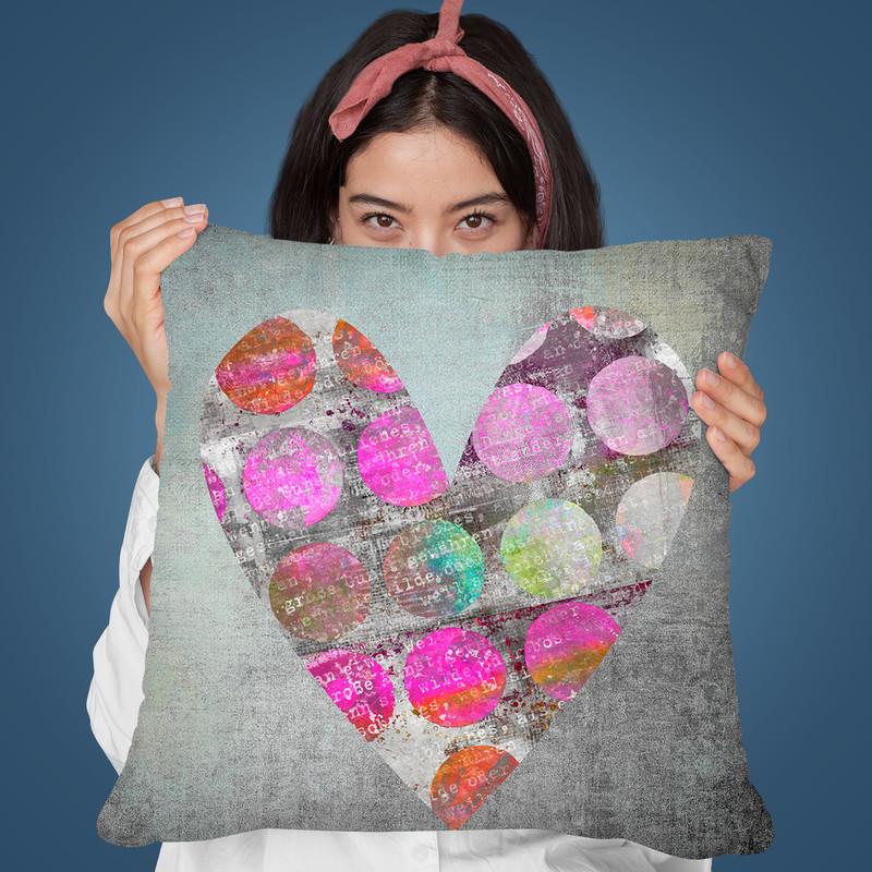 Dotted Heart Throw Pillow By Andrea Haase
