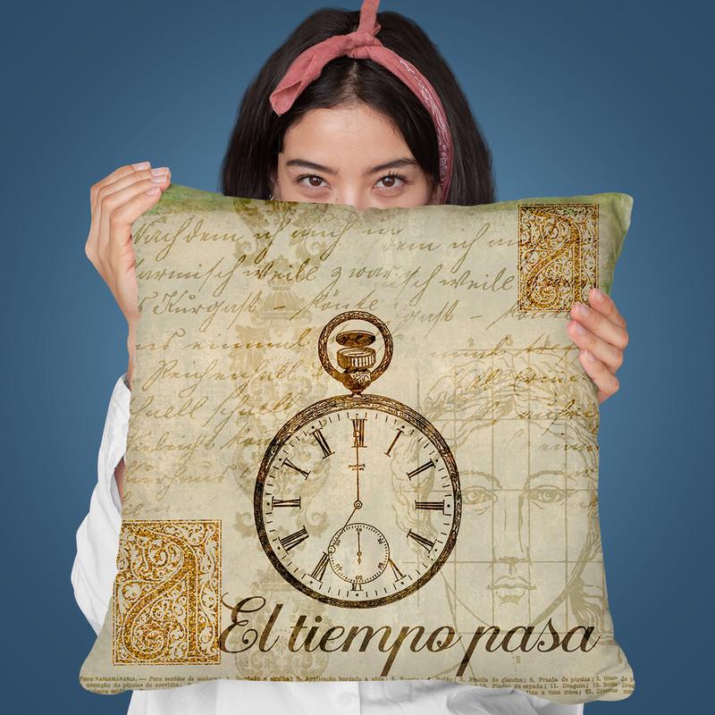 El Tiempo Pasa Throw Pillow By Andrea Haase
