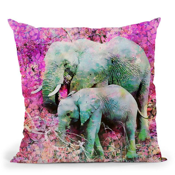 Elephants Art Throw Pillow By Andrea Haase