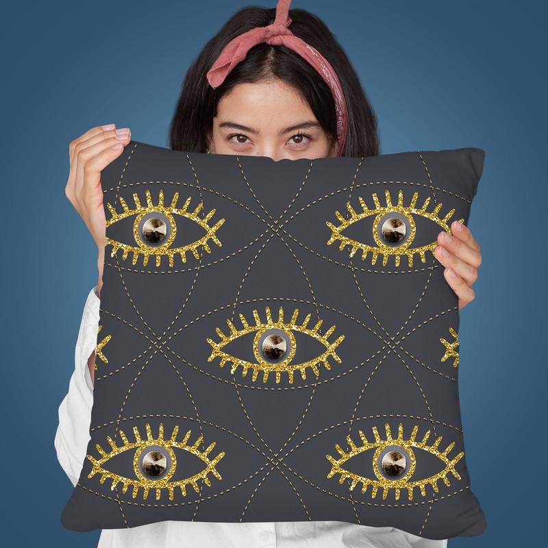 Eye Pattern Gold Throw Pillow By Andrea Haase