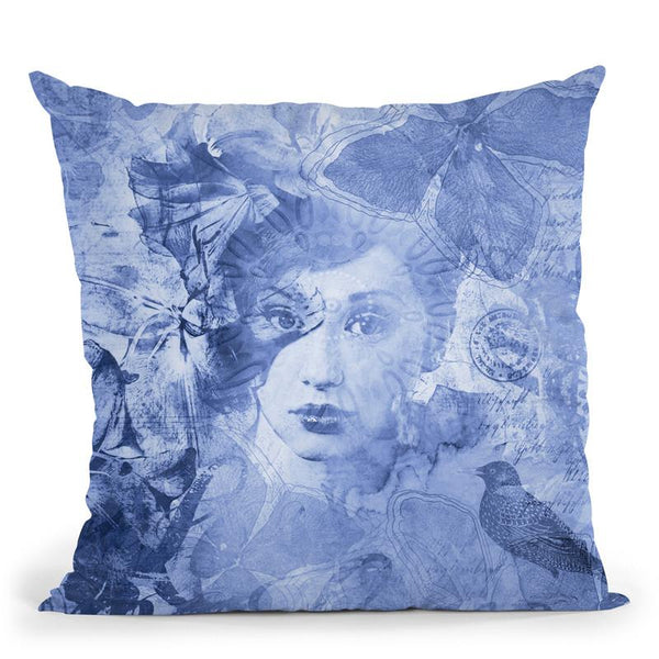 Face Blue Throw Pillow By Andrea Haase