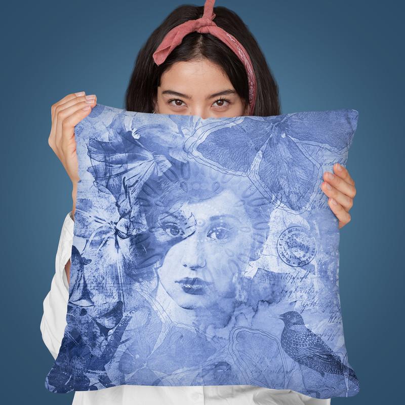 Face Blue Throw Pillow By Andrea Haase