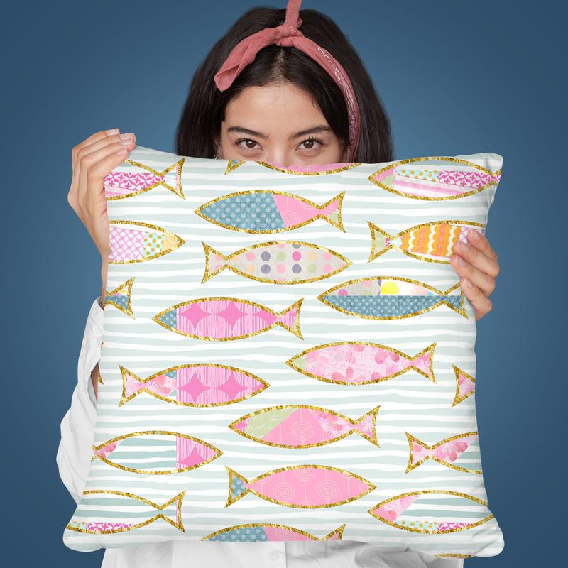 Fancy Fish Throw Pillow By Andrea Haase