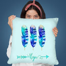 Feather Blue Hope Throw Pillow By Andrea Haase