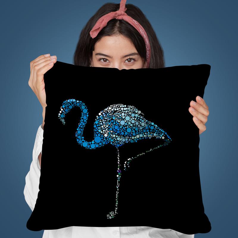 Flamingo Dot Art Blue Throw Pillow By Andrea Haase