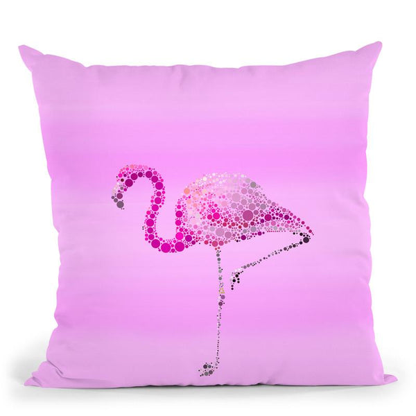 Flamingo Dot Art_Pink Throw Pillow By Andrea Haase