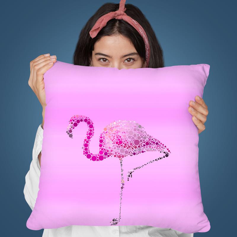 Flamingo Dot Art_Pink Throw Pillow By Andrea Haase