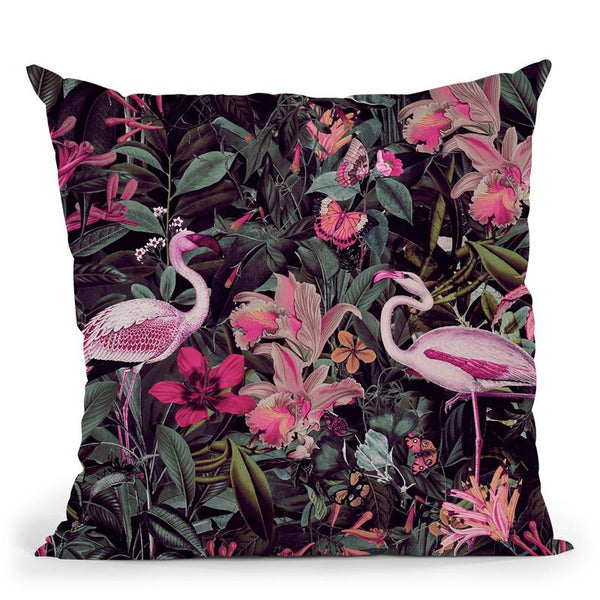 Flamingo Jungle Ii Throw Pillow By Andrea Haase