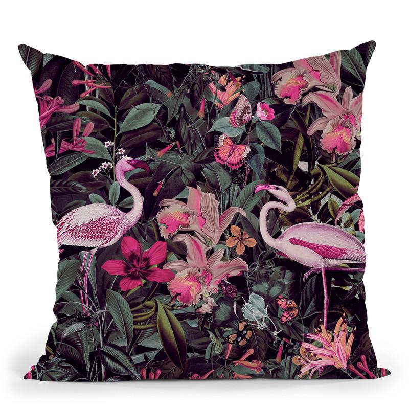 Flamingo Jungle Ii Throw Pillow By Andrea Haase