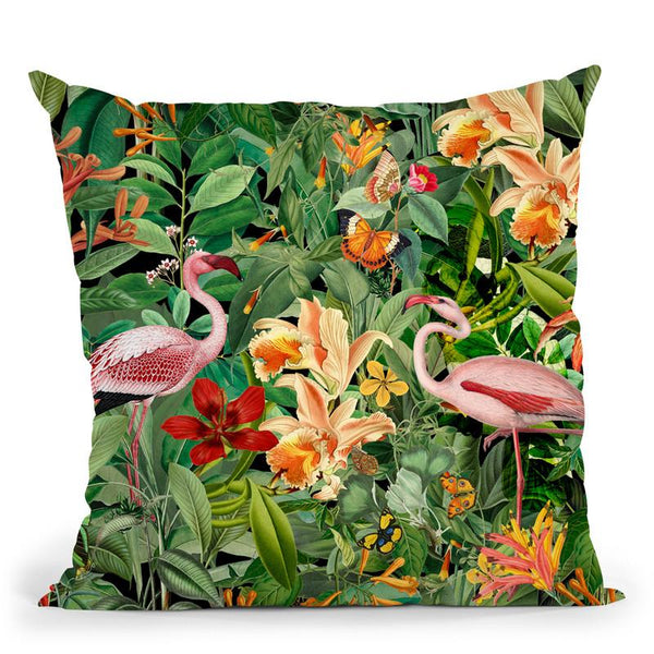 Flamingo Jungle Throw Pillow By Andrea Haase