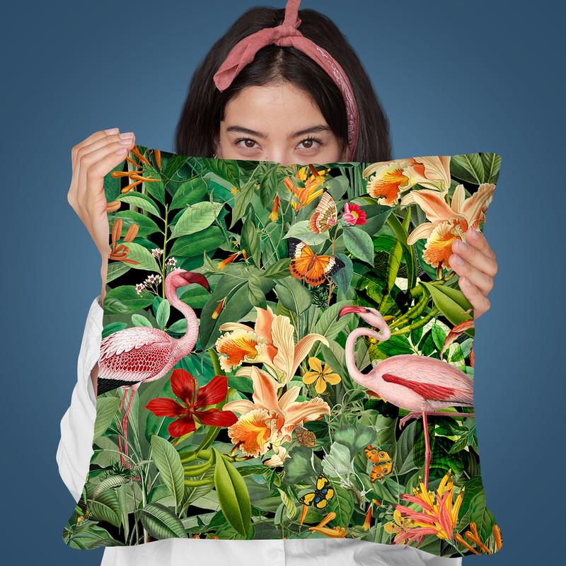 Flamingo Jungle Throw Pillow By Andrea Haase