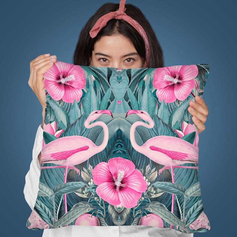 Flamingo Symmetry Throw Pillow By Andrea Haase