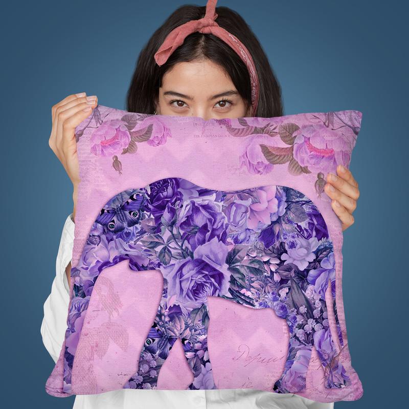 Floral Elephant Throw Pillow By Andrea Haase