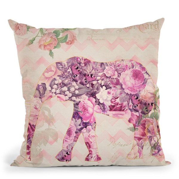 Flower Elephant I Throw Pillow By Andrea Haase