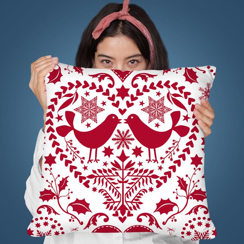 Folk Art Xmas Throw Pillow By Andrea Haase