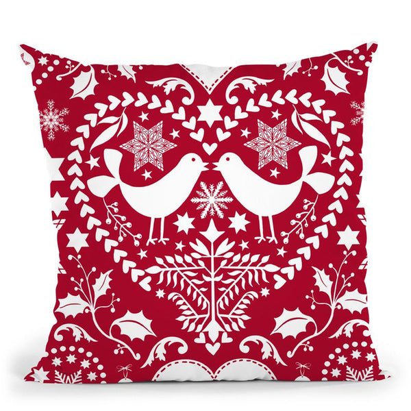 Folk Art Xmas I Throw Pillow By Andrea Haase