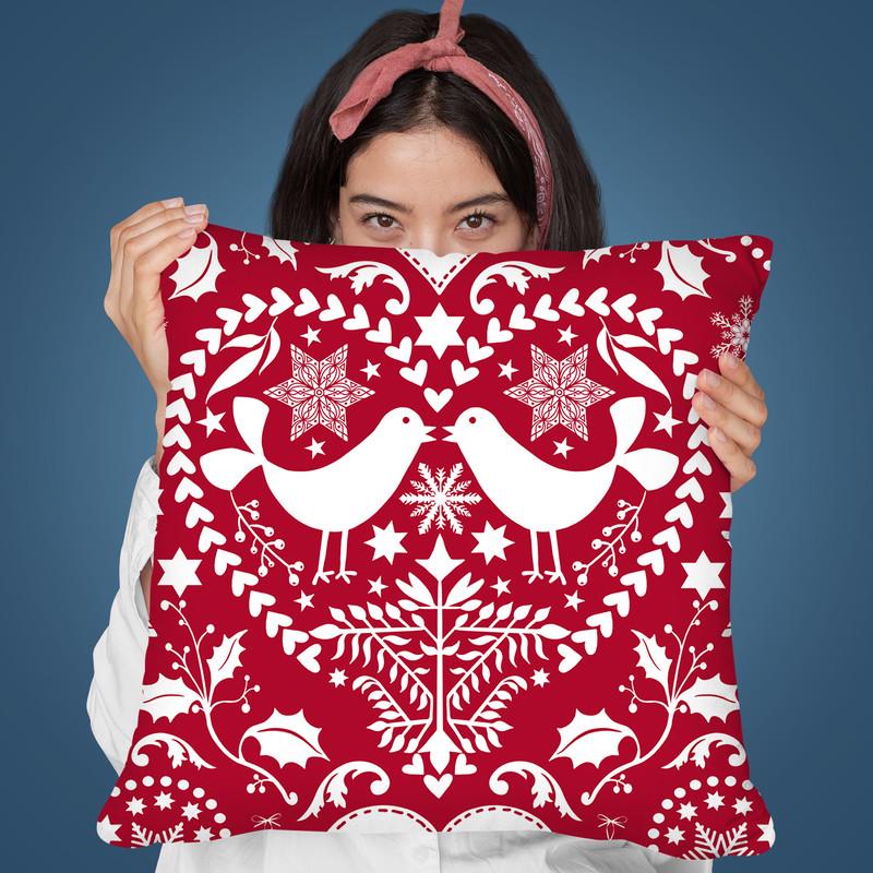 Folk Art Xmas I Throw Pillow By Andrea Haase