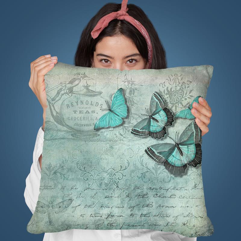 French Country Butterflies Throw Pillow By Andrea Haase