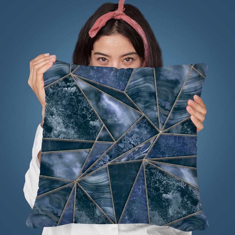 Gemstone Stained Glass Blue Kopie Throw Pillow By Andrea Haase