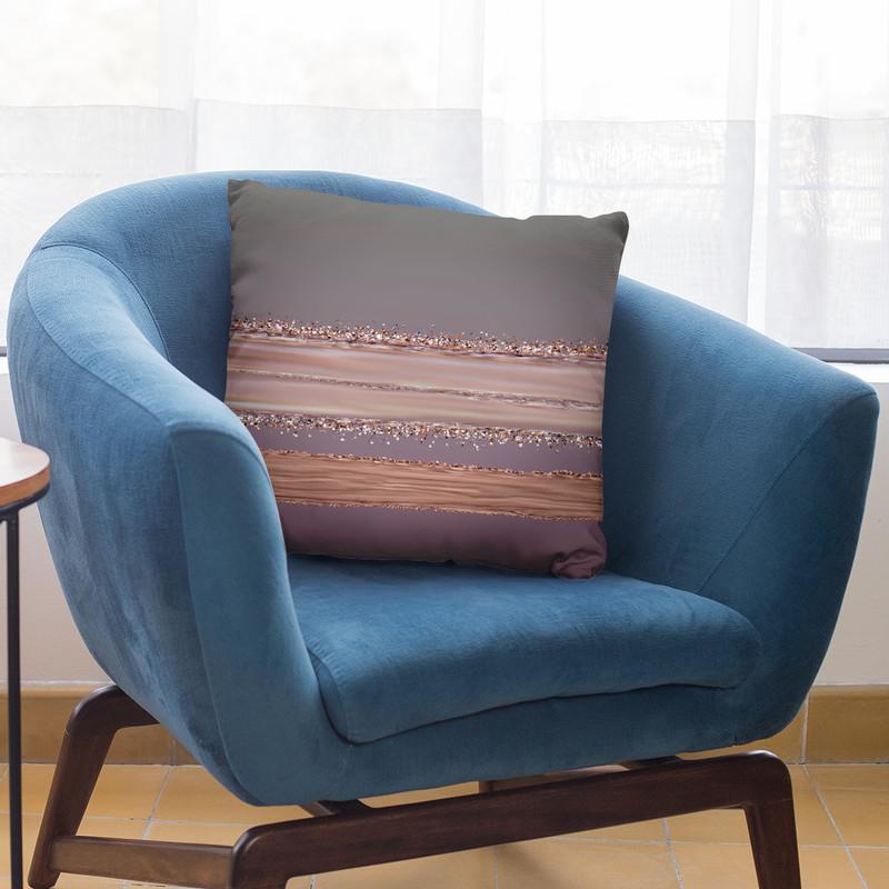 Glamour Stripes Rosegold Purple Throw Pillow By Andrea Haase