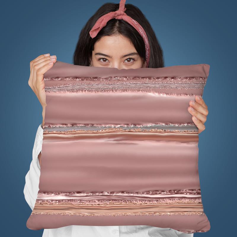 Glamour Stripes Rosegold Throw Pillow By Andrea Haase