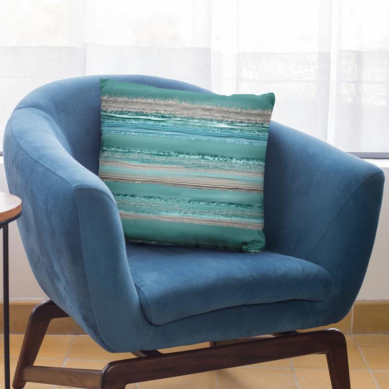 Glamour Stripes Teal Throw Pillow By Andrea Haase