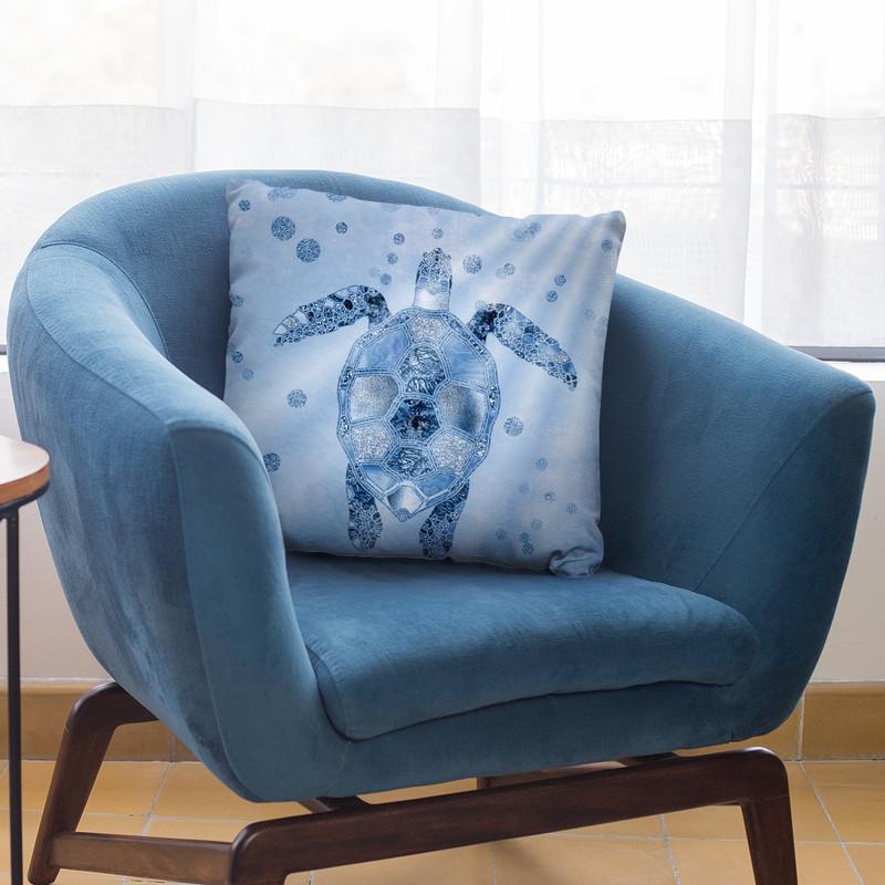 Glamour Turtle Blue Throw Pillow By Andrea Haase