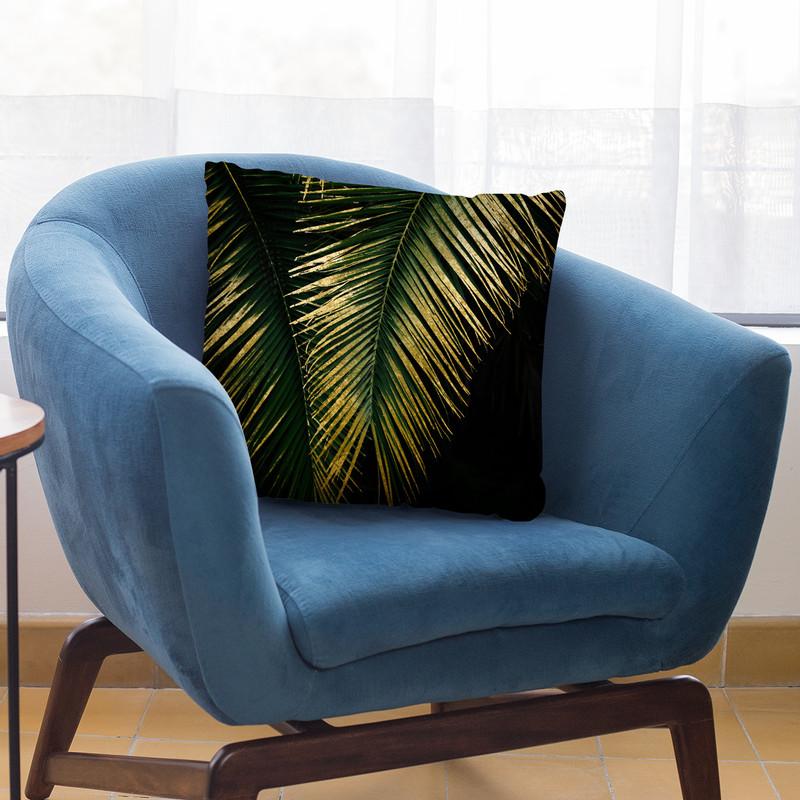 Golden Moments Tropical Palm Leaf Glamour Throw Pillow By Andrea Haase
