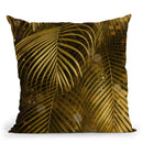 Golden Sparkle Palm Leaves Throw Pillow By Andrea Haase