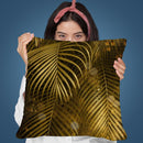 Golden Sparkle Palm Leaves Throw Pillow By Andrea Haase